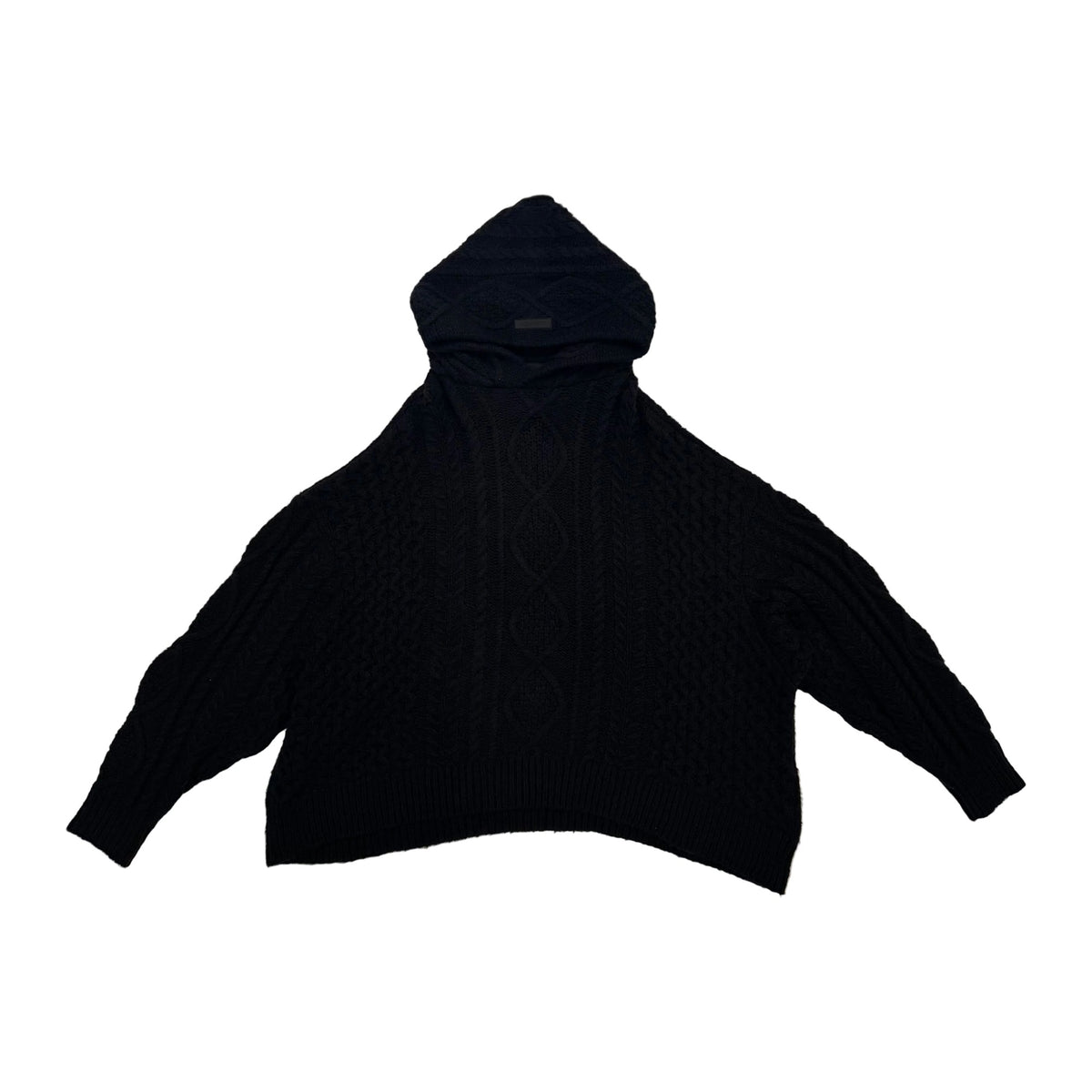 Fear Of God Essentials Cable Knit Hoodie 'Jet Black' (Pre-Owned)