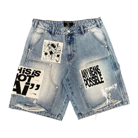 Mixed Emotion Blue AI Denim Shorts