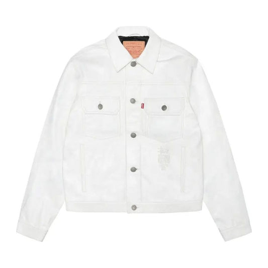 Stussy x Levi's Leather Trucker Jacket 'Tofu'