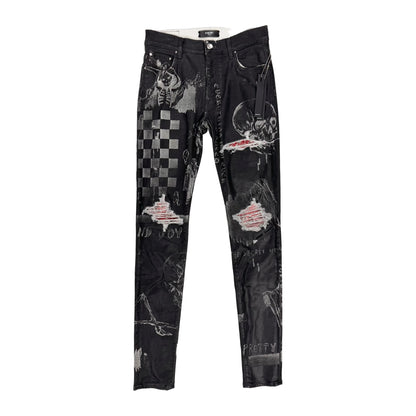Amiri Art Patch Bandana Skinny Jeans 'Black'