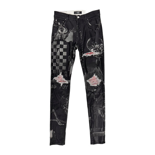 Amiri Art Patch Bandana Skinny Jeans 'Black'