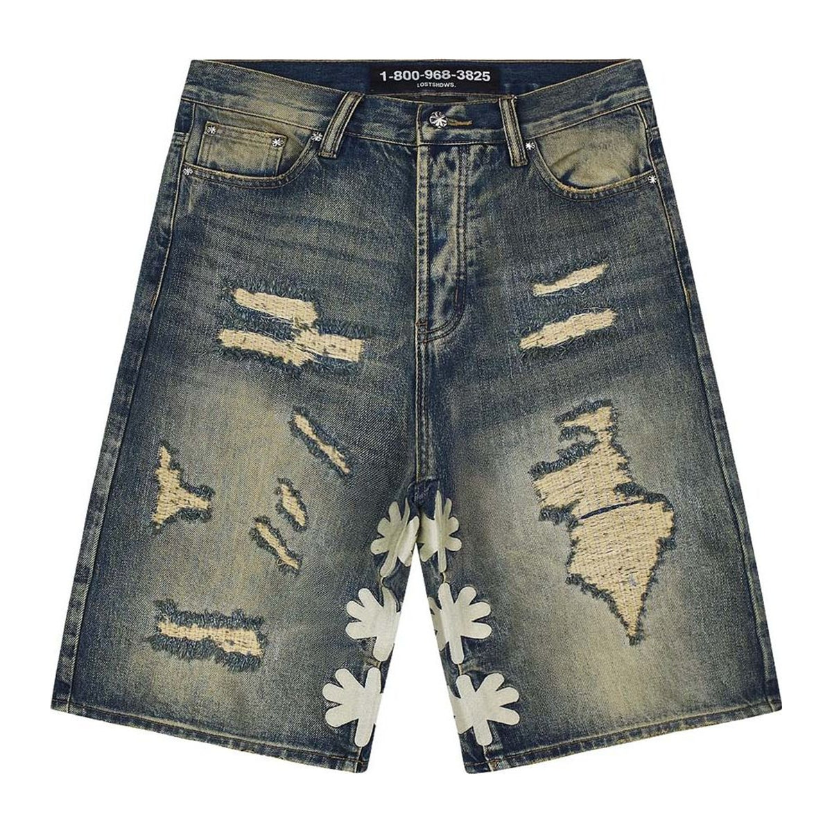 Lost Shadows Distressed Short 'Blue/Bone'