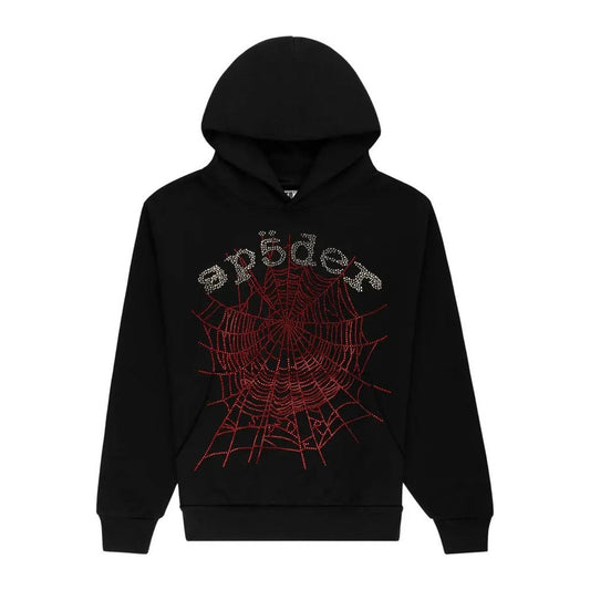Sp5der Rhinestone OG Web V2 Hoodie 'Black'