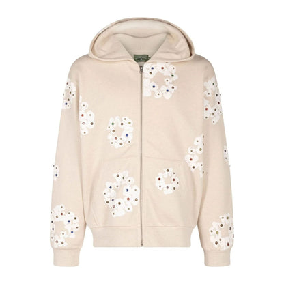 Denim Tears Rhinestone Cotton Wreath Zip Hoodie