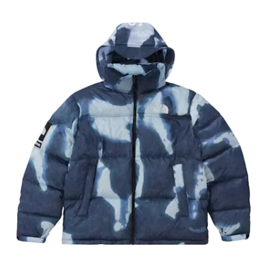 Supreme The North Face Bleached Denim Print Nuptse Jacket