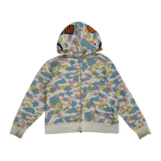 A Bathing Ape Multi Camo shark Relaxed Full Zip Hoodie (Pre-Owned)