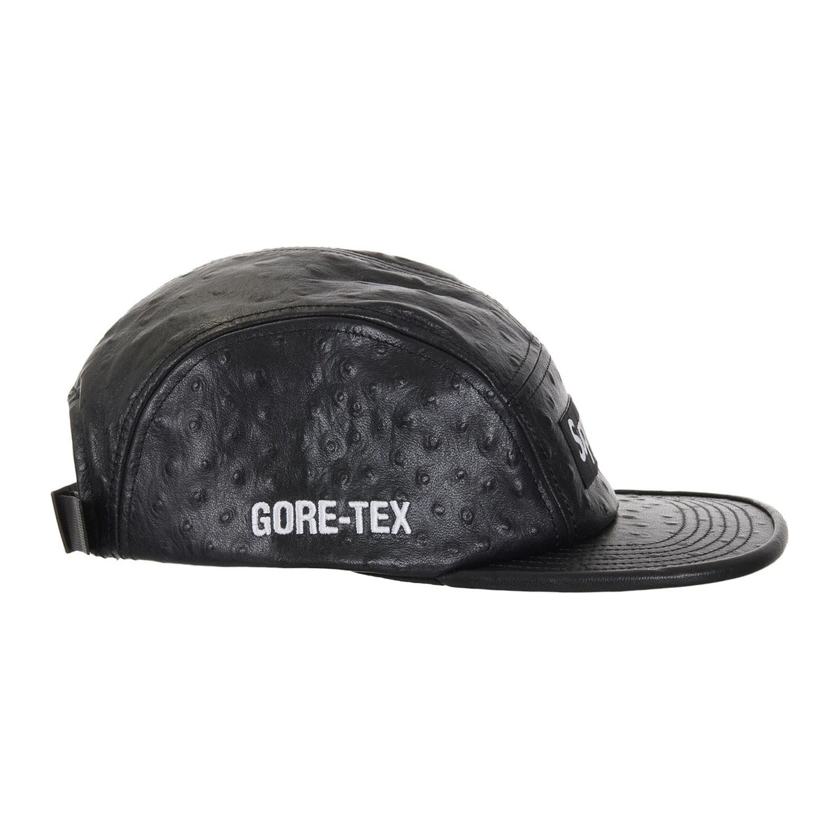 Supreme Ostrich Embossed Leather GORE-TEX Camp Cap Black