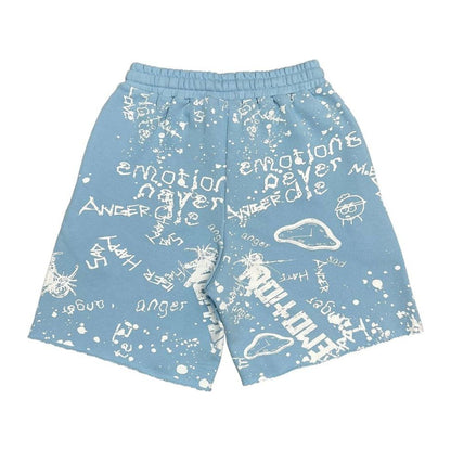 Mixed Emotion Blue Graffiti Shorts