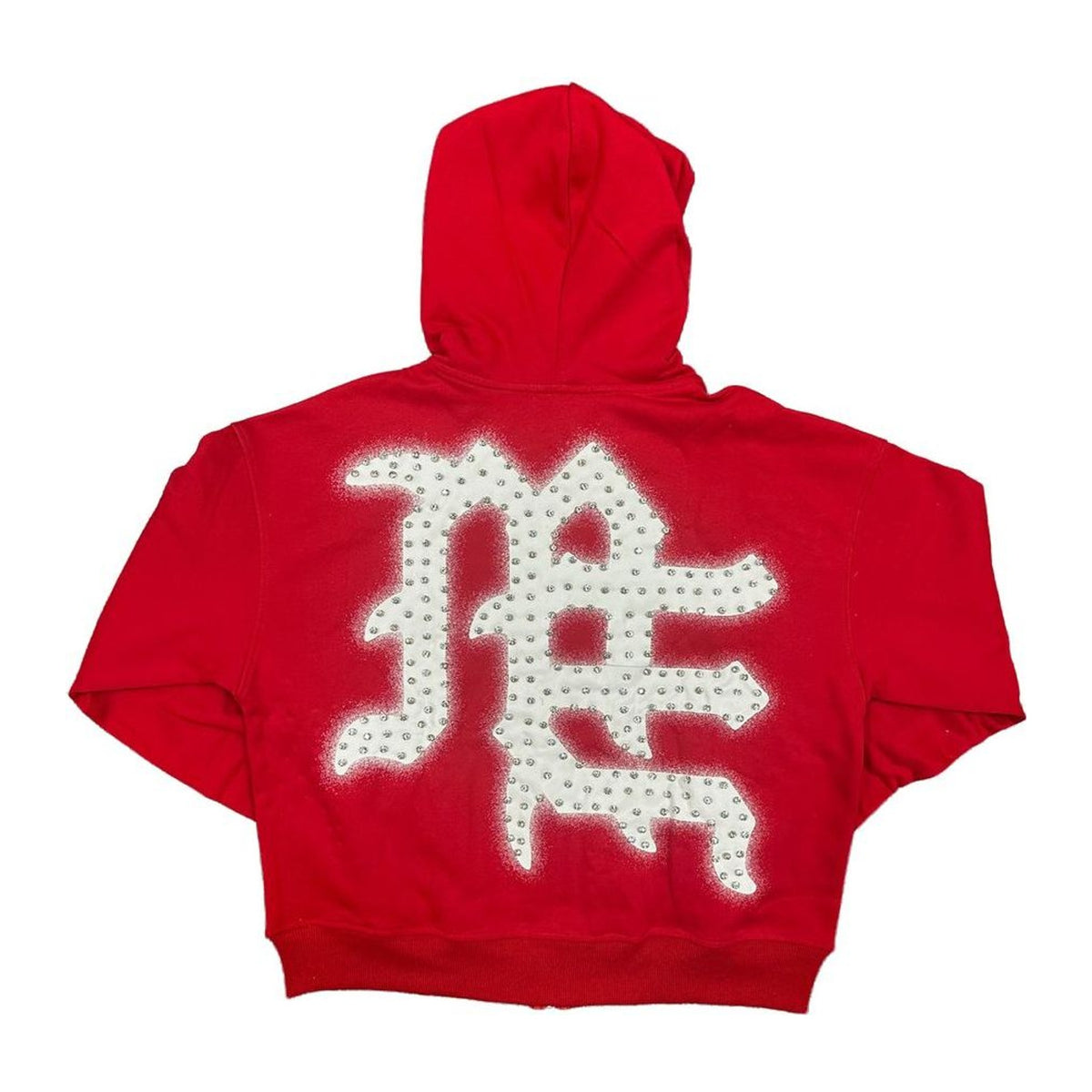 Mixed Emotion Red End Rhinestone Hoodie