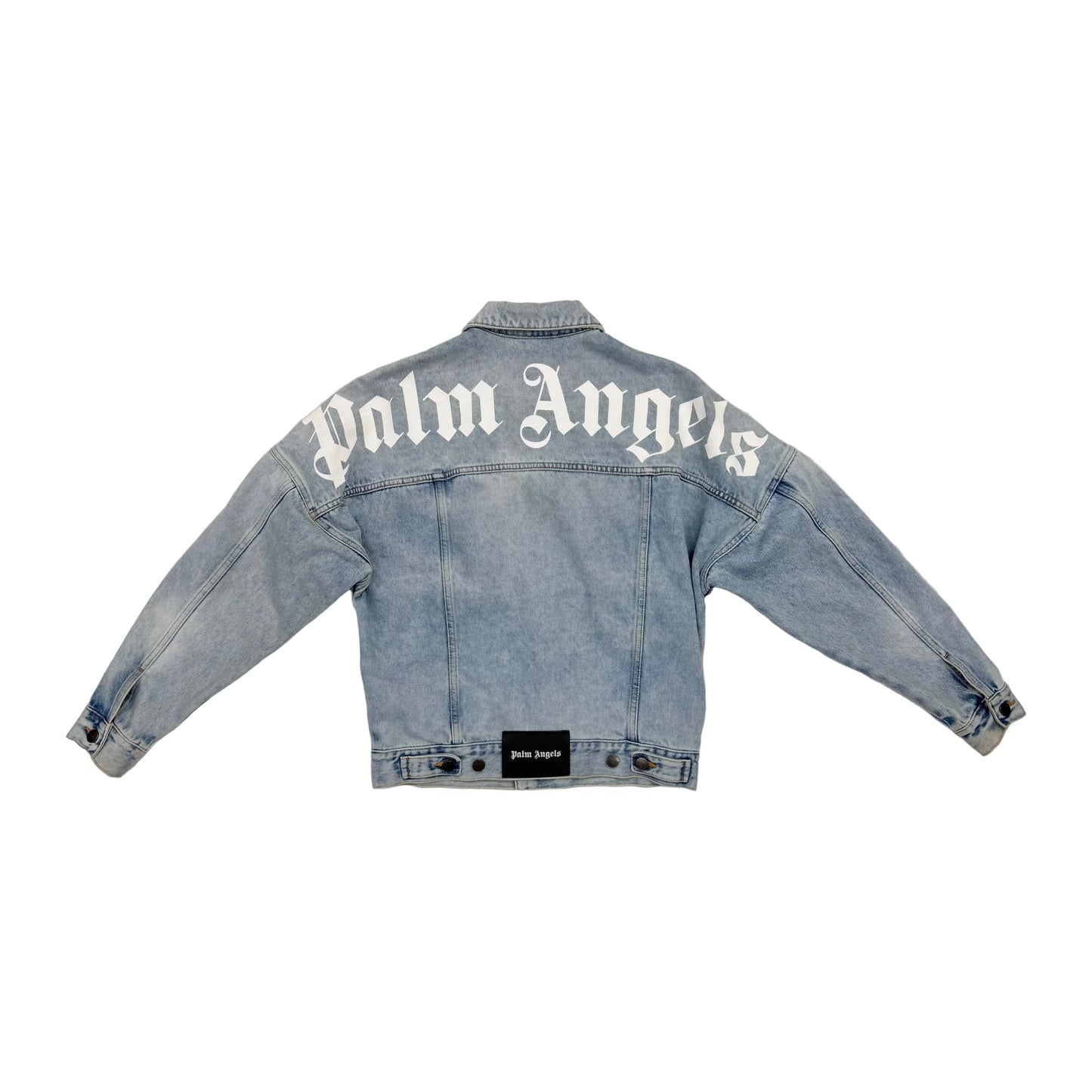 Palm Angels Logo Over Denim Jacket 'Blue/White' (Pre-Owned)