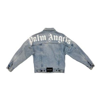 Palm Angels Logo Over Denim Jacket 'Blue/White' (Pre-Owned)