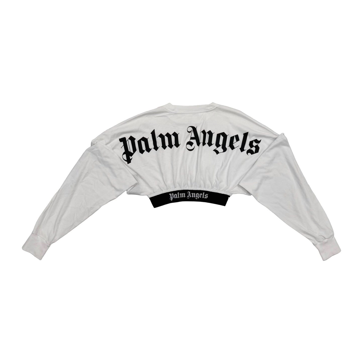 Palm Angels Cropped Logo Long Sleeve T-Shirt 'White' (Pre-Owned)