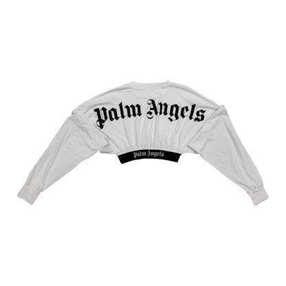 Palm Angels Cropped Logo Long Sleeve T-Shirt 'White' (Pre-Owned)