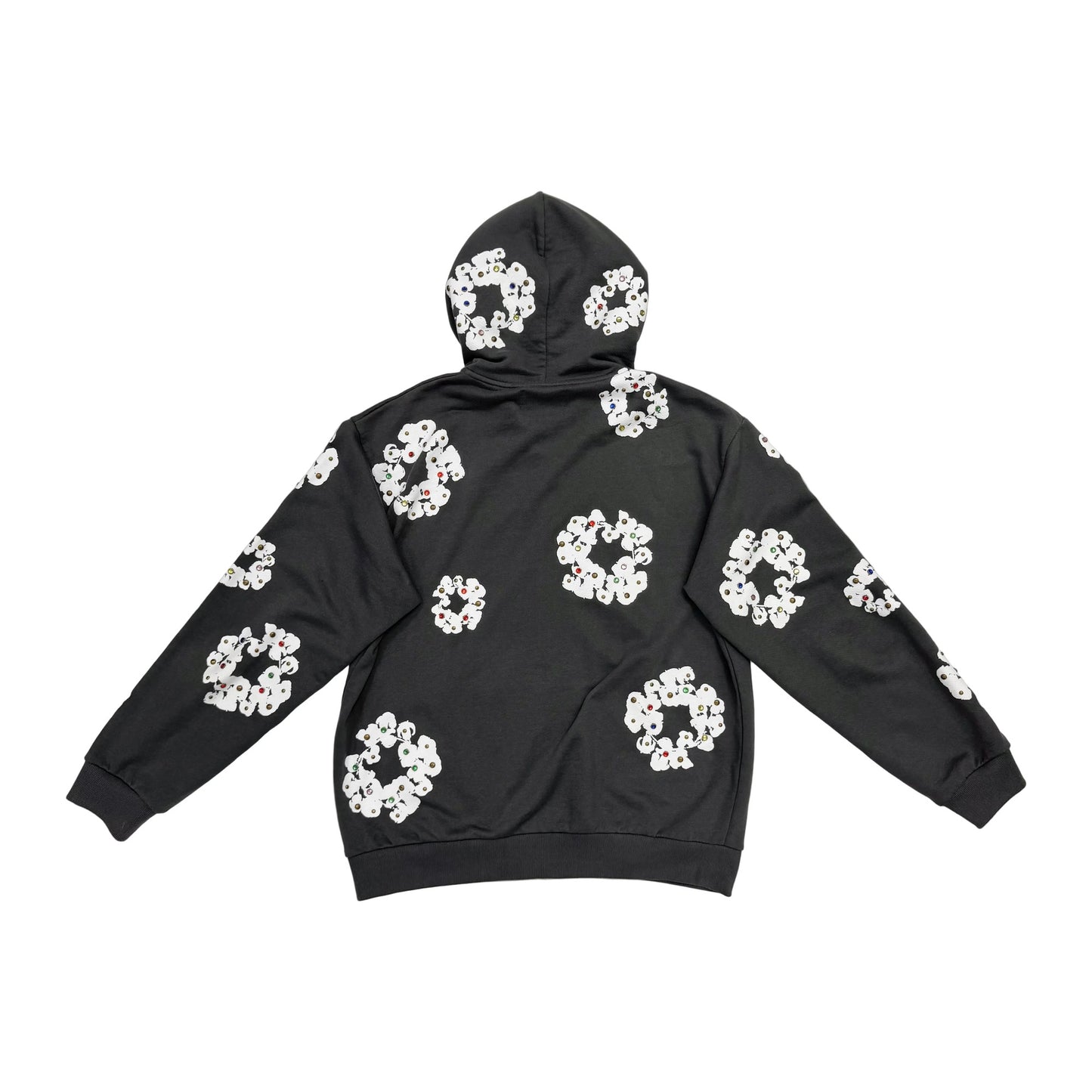 Denim Tears Rhinestone Wreath Zip Up Hoodie 'Vintage Black' (Pre-Owned)