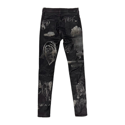 Amiri Art Patch Bandana Skinny Jeans 'Black'