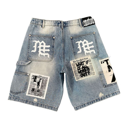 Mixed Emotion Blue AI Denim Shorts