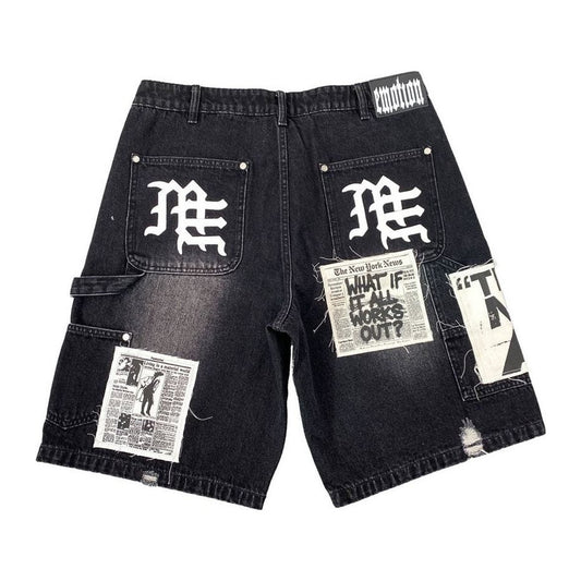 Mixed Emotion Black AI Denim Shorts