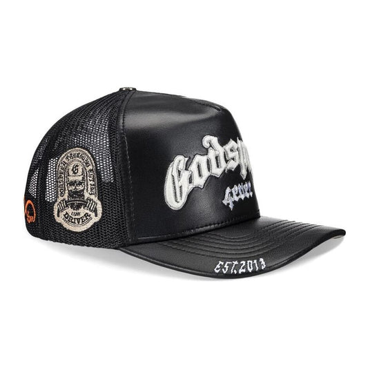 Godspeed Forever Premium Leather Trucker Hat (Black)