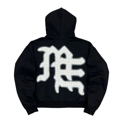 Mixed Emotion Black End Rhinestone Hoodie