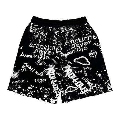 Mixed Emotion Black Graffiti Shorts
