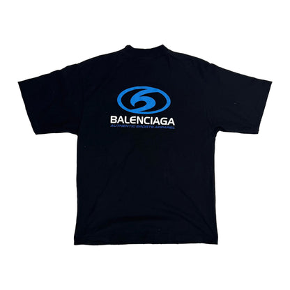 Balenciaga Black & Blue Surfer Logo T-Shirt