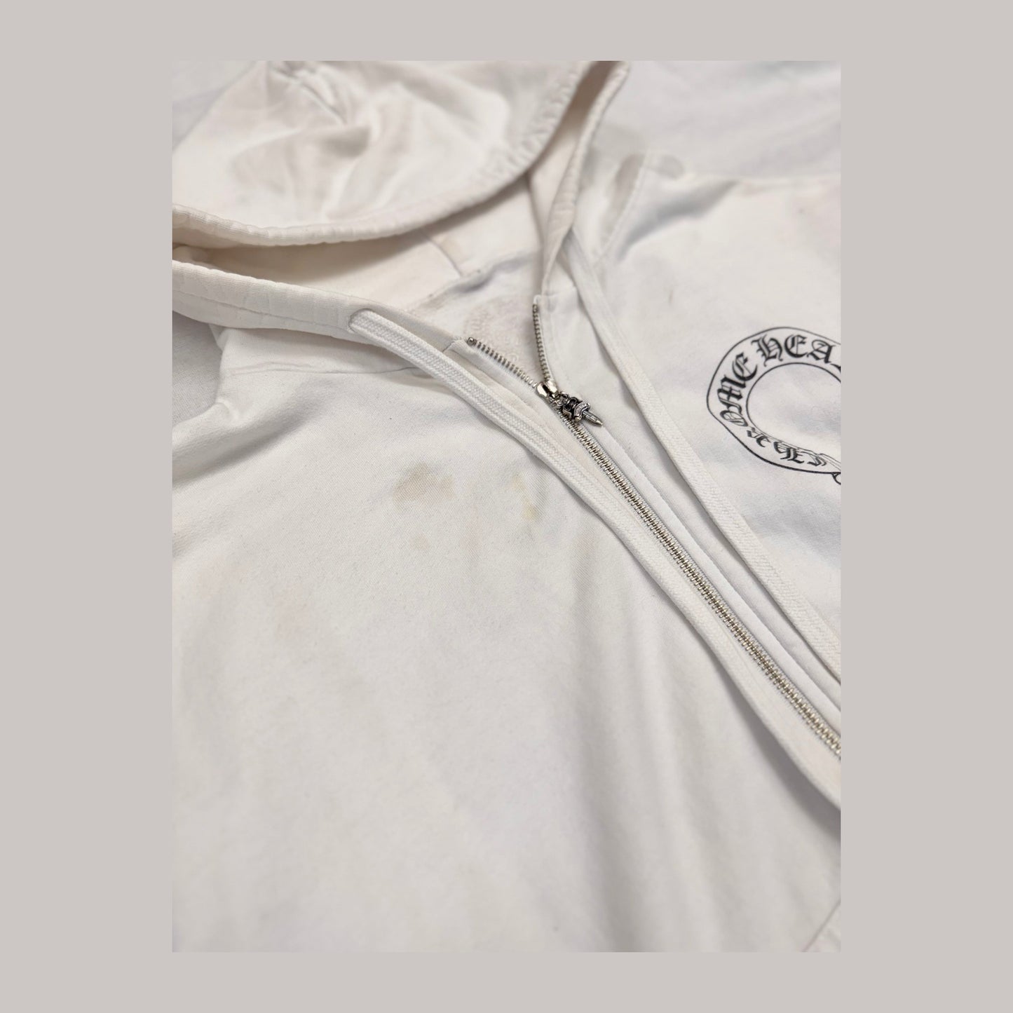 Chrome Hearts Horseshoe Logo Zip-Up Hoodie 'White/Black' (Pre-Owned)
