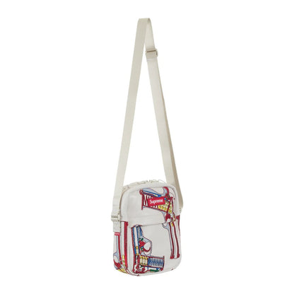Supreme Guns Embroidered Leather Shoulder Bag White
