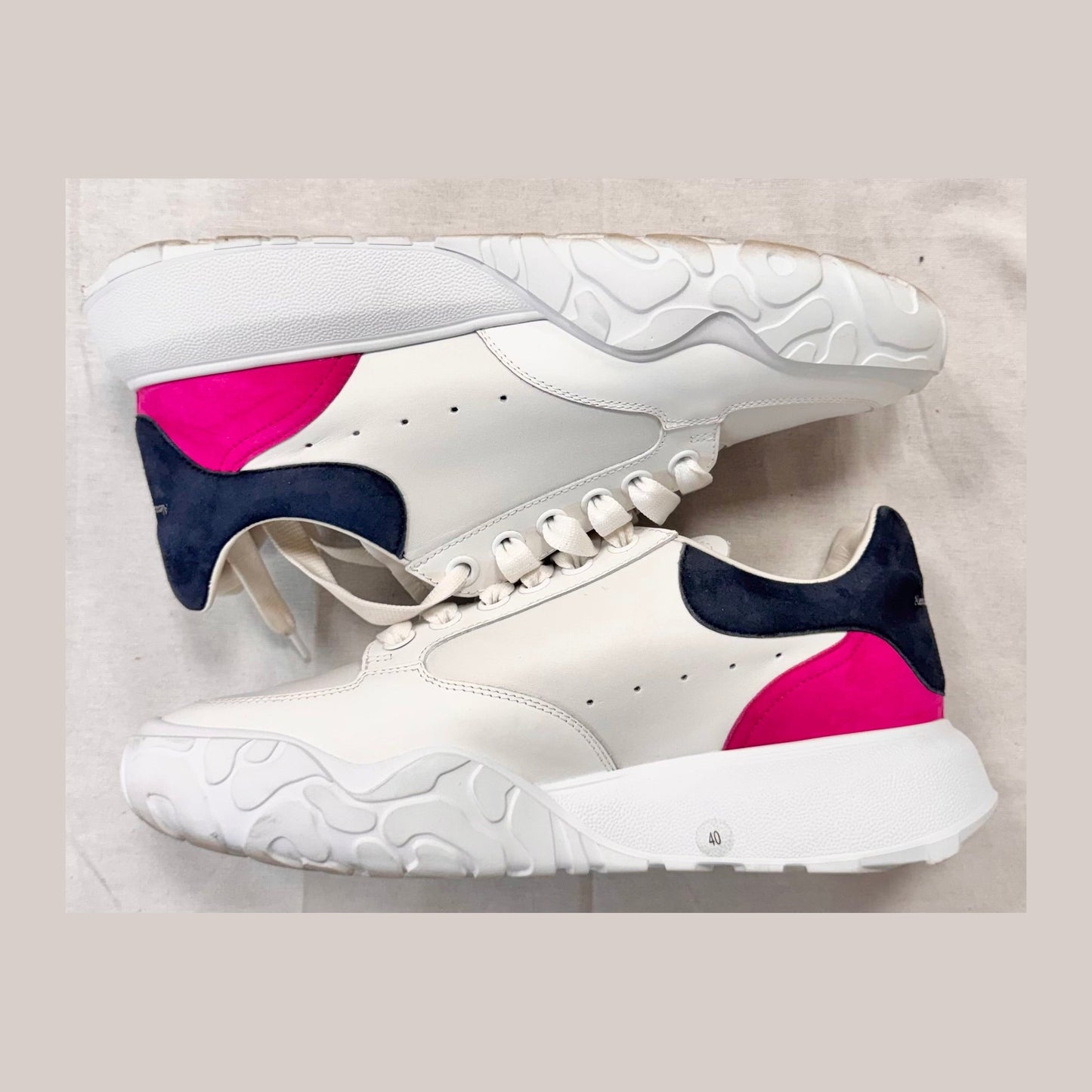 Alexander McQueen Oversized Court Trainer White Navy Pink (Women's) (Pre-Owned)