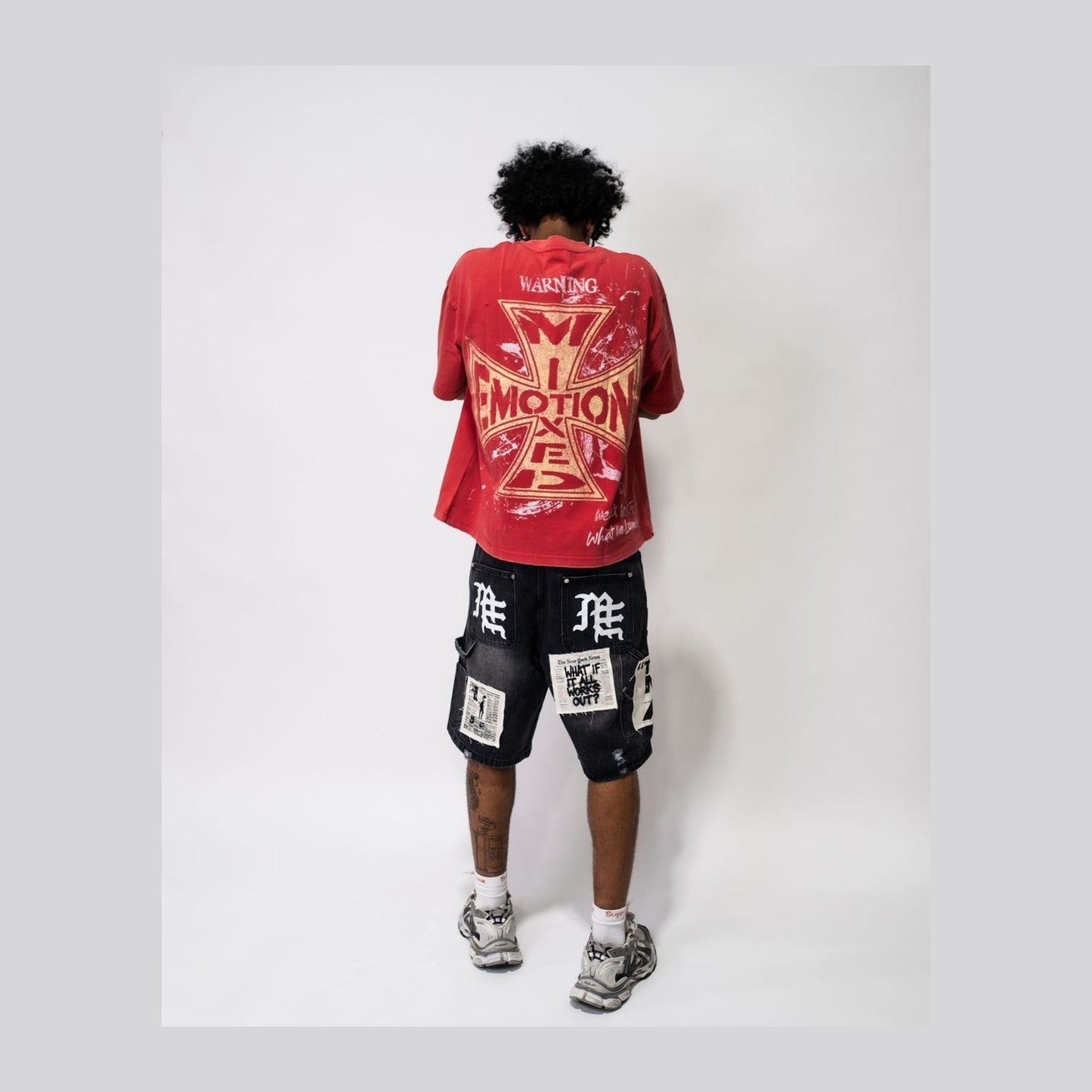 Mixed Emotion Black AI Denim Shorts