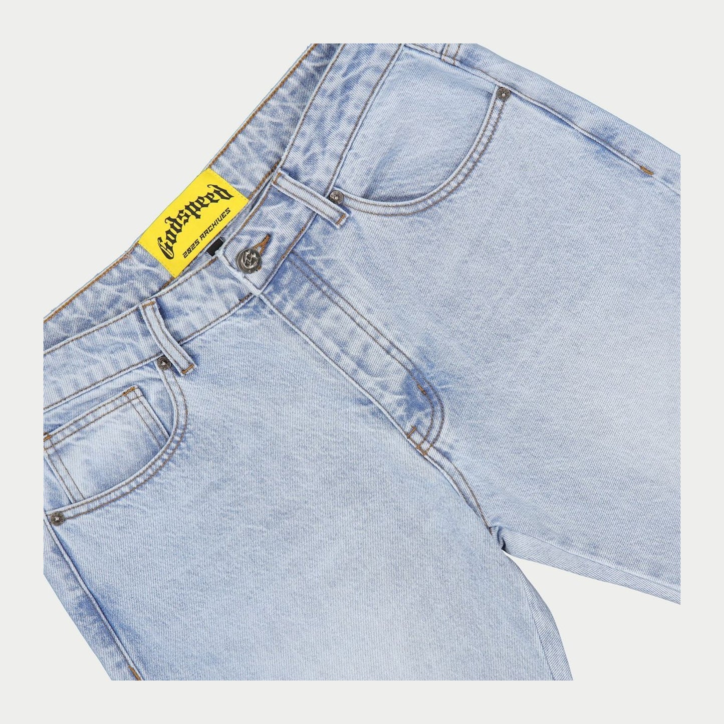 Godspeed OG Logo Flared Denim Printed Jeans (Blue)