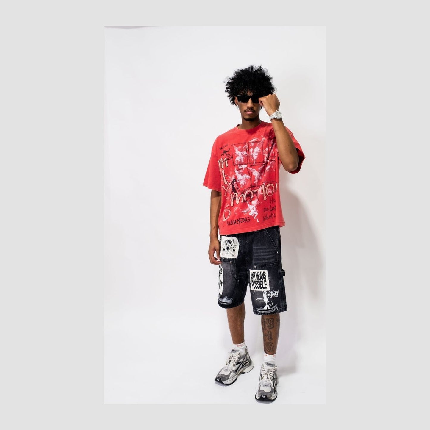Mixed Emotion Black AI Denim Shorts