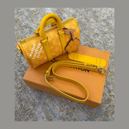 Louis Vuitton Keepall 25 Leather Crossbody Yellow Bag
