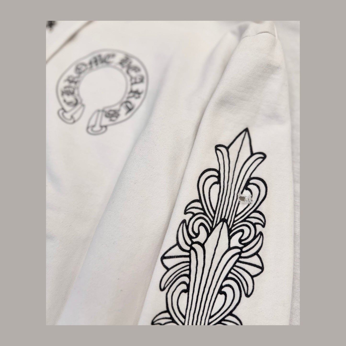 Chrome Hearts Horseshoe Logo Zip-Up Hoodie 'White/Black' (Pre-Owned)