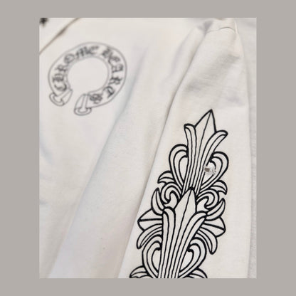 Chrome Hearts Horseshoe Logo Zip-Up Hoodie 'White/Black' (Pre-Owned)