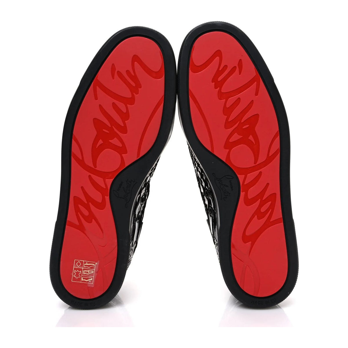 Christian Louboutin Patent Snakeskin Louis Flat Sneakers Black