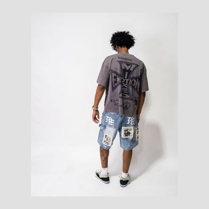 Mixed Emotion Blue AI Denim Shorts