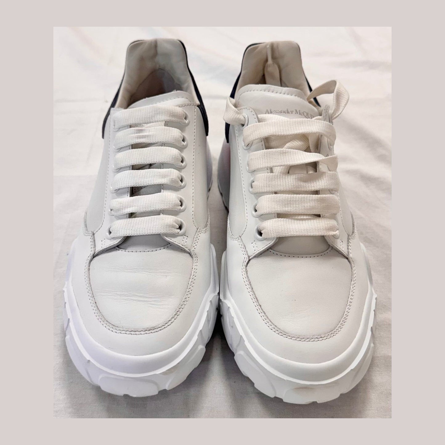 Alexander McQueen Oversized Court Trainer White Navy Pink (Women's) (Pre-Owned)