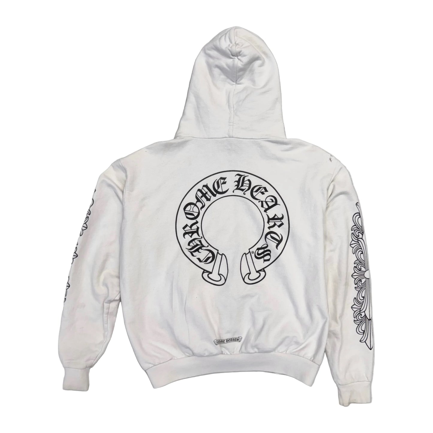 Chrome Hearts Horseshoe Logo Zip-Up Hoodie 'White/Black' (Pre-Owned)