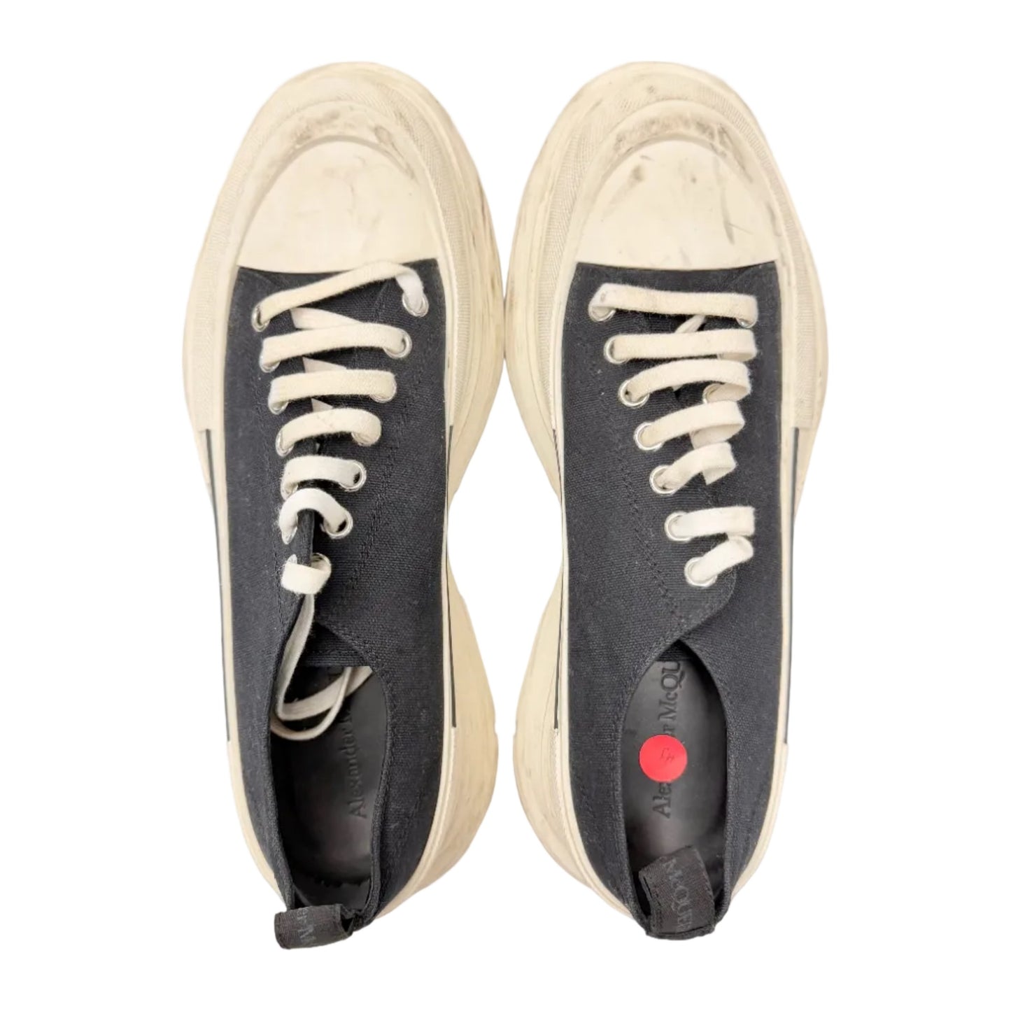 Alexander McQueen Wmns Tread Slick Lace Up 'Black White' (Pre-owned)