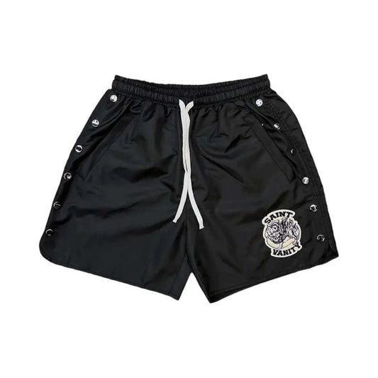 Saint Vanity Nylon Black Button Shorts