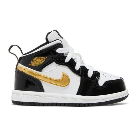 Jordan 1 MidPatent Black White Gold (TD)