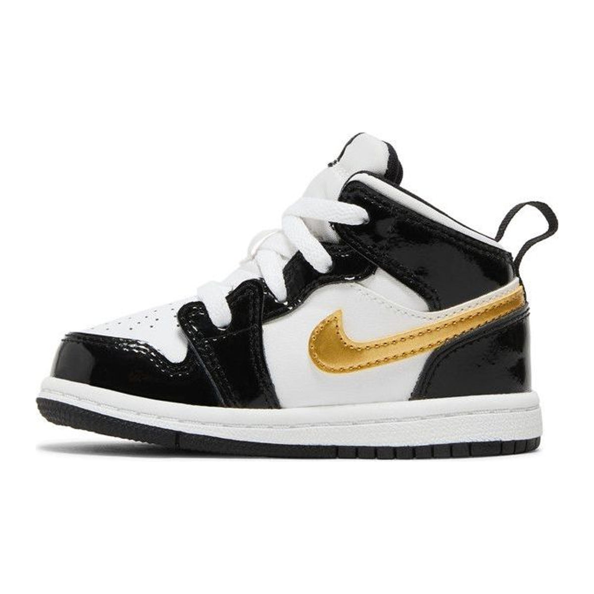 Jordan 1 MidPatent Black White Gold (TD)