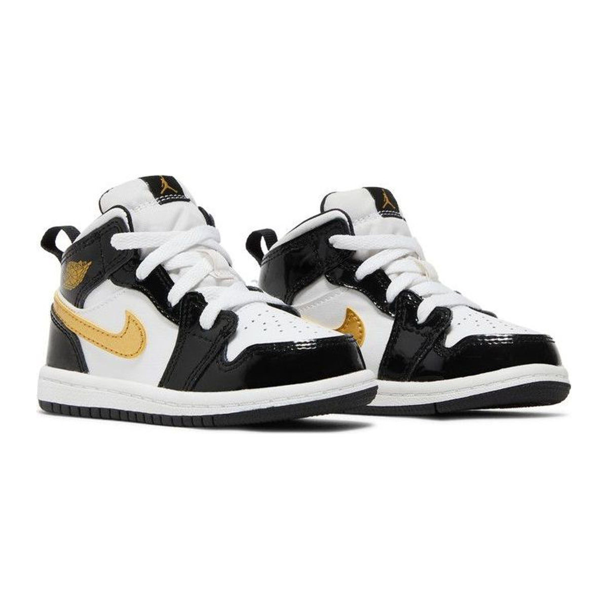 Jordan 1 MidPatent Black White Gold (TD)